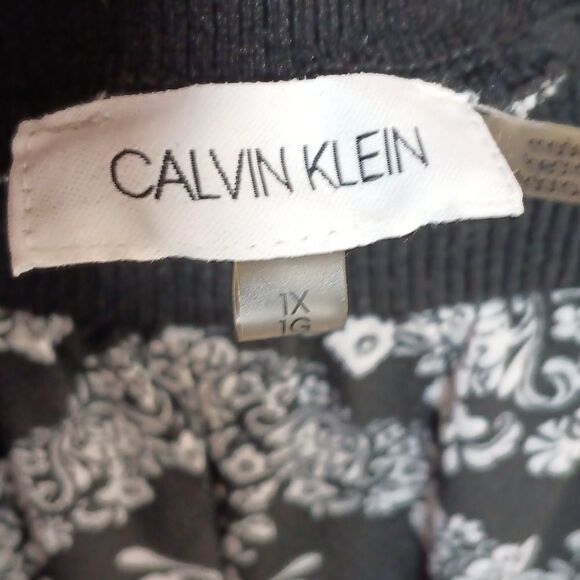 Calvin Klein Women Black and White Boho Chic Wide Leg Pants sz 1X - Picture 9 of 11